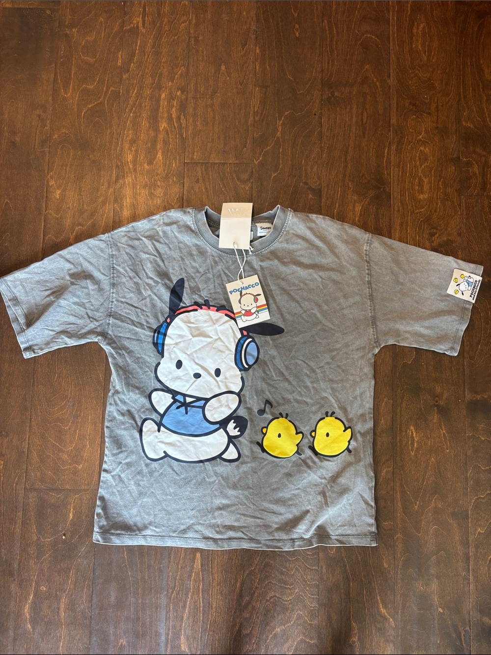 Zara Gray Kids Tee with Pochacco and friends